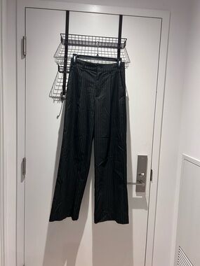 Zara Black Pinstripe Wide-Leg Trousers